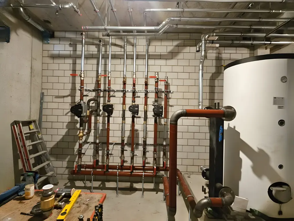 Heizungsverteilung mit Pumpen und Speicher